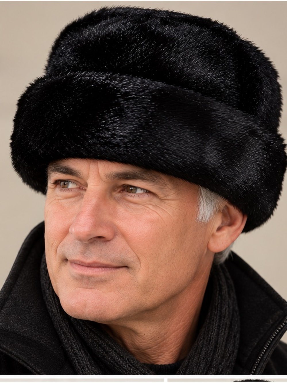 NEW: Men’s Black Faux Fur Russian-Style Winter Hat – Warm & Classic